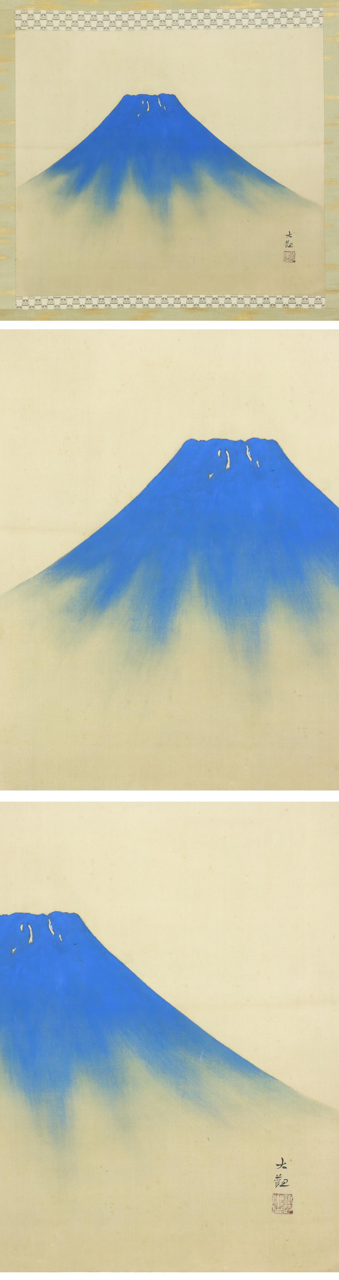 新作入荷定番◆横山大観◆霊峰◆富士山◆共箱◆師：岡倉天心◆絹本◆掛軸◆m645 山水、風月