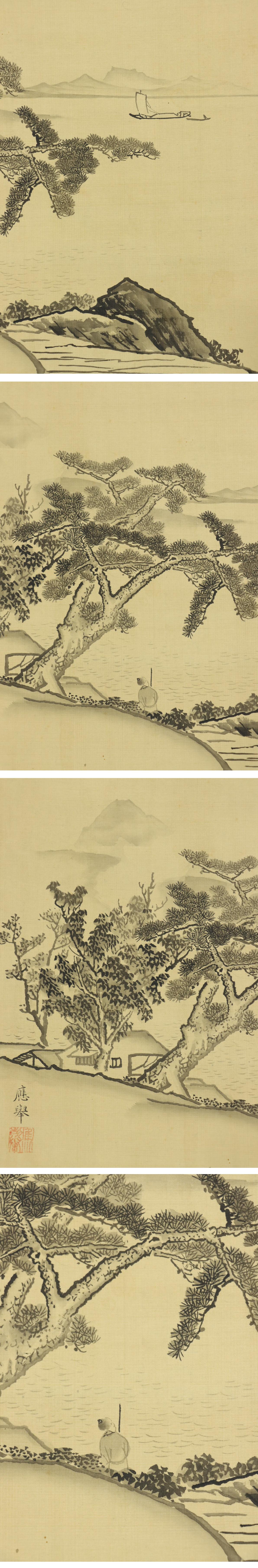 豊富な最新作◆円山応挙◆海辺◆国宝◆日本画◆絹本◆掛軸◆m309 山水、風月