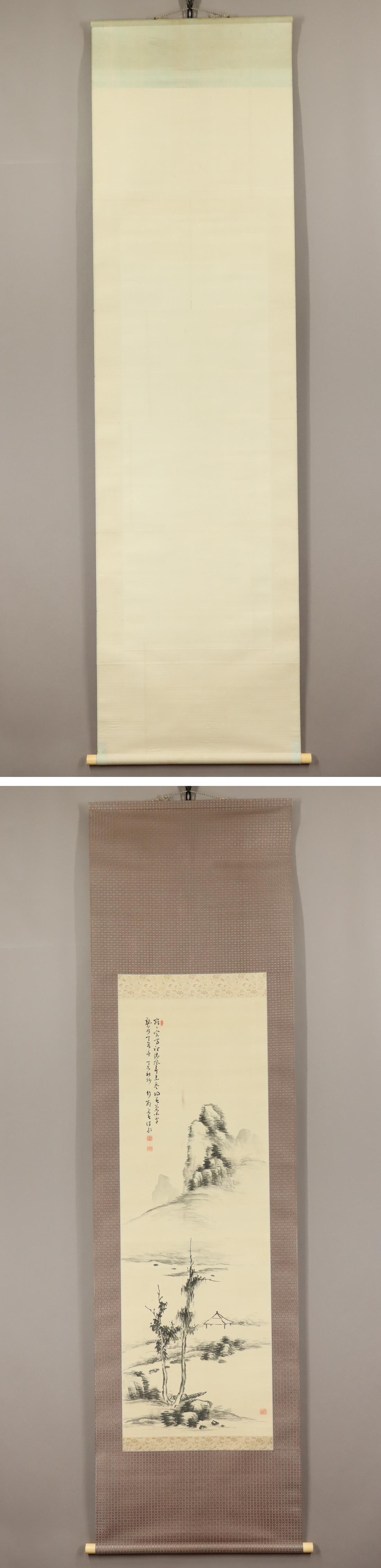 真作】田能村直入/羅漢蟹画賛/人物図/和尚図/掛軸/名家伝来/AC-453