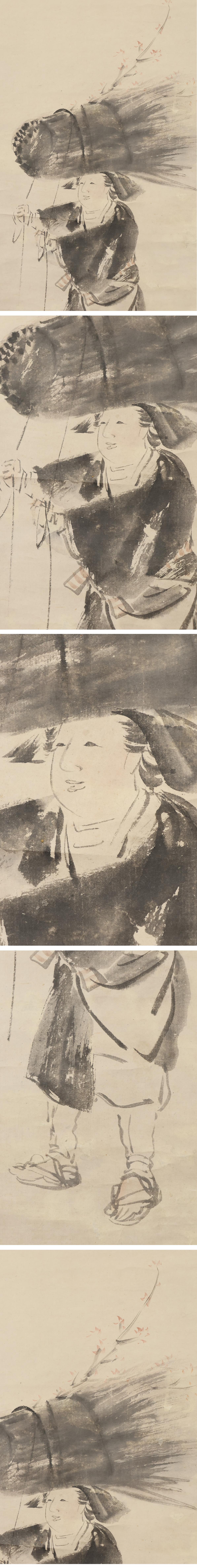 真作】◇森寛斎◇大原女之図◇奥谷秋石鑑定箱◇二重箱◇肉筆◇紙本